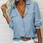 👔 LIMITED-TIME 50% OFF! ✨ Women's Solid Lapel Long Sleeves Button-Down Shirt – Classic Collar, Chest Pockets, Relaxed Fit 🌿