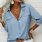 👔 LIMITED-TIME 50% OFF! ✨ Women's Solid Lapel Long Sleeves Button-Down Shirt – Classic Collar, Chest Pockets, Relaxed Fit 🌿