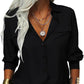 👔 LIMITED-TIME 50% OFF! ✨ Women's Solid Lapel Long Sleeves Button-Down Shirt – Classic Collar, Chest Pockets, Relaxed Fit 🌿