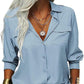 👔 LIMITED-TIME 50% OFF! ✨ Women's Solid Lapel Long Sleeves Button-Down Shirt – Classic Collar, Chest Pockets, Relaxed Fit 🌿