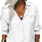 👔 LIMITED-TIME 50% OFF! ✨ Women's Solid Lapel Long Sleeves Button-Down Shirt – Classic Collar, Chest Pockets, Relaxed Fit 🌿