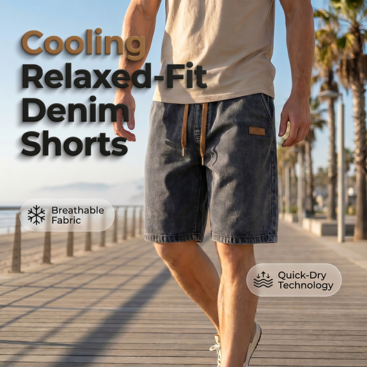 🩳 LIMITED-TIME 50% OFF! ✨ Men's Summer Lightweight Denim Shorts – Relaxed Fit, Elastic Waist, Deep Pockets 🌊