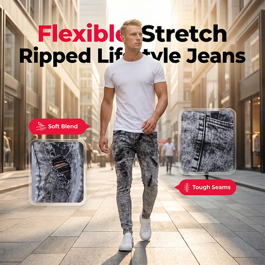 👖 LIMITED-TIME 50% OFF! ✨ Men's Slim Fit Ripped Jeans – Stretch Distress, Acid Wash, Edgy Style 🔥