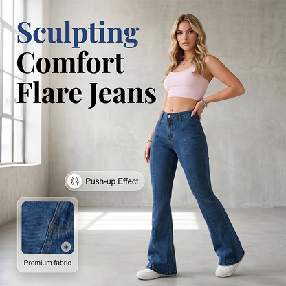👖 LIMITED-TIME 50% OFF! ✨ Women's Classic Slim Fit Stretch Flare Jeans – Micro-Flare, Vertical Seams, Retro Style 💙