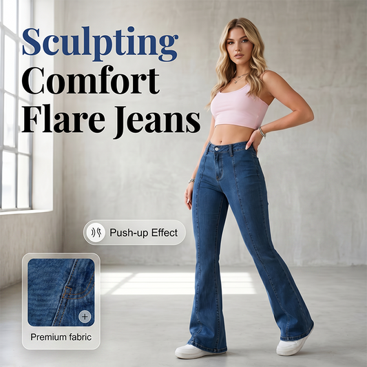 👖 LIMITED-TIME 50% OFF! ✨ Women's Classic Slim Fit Stretch Flare Jeans – Micro-Flare, Vertical Seams, Retro Style 💙