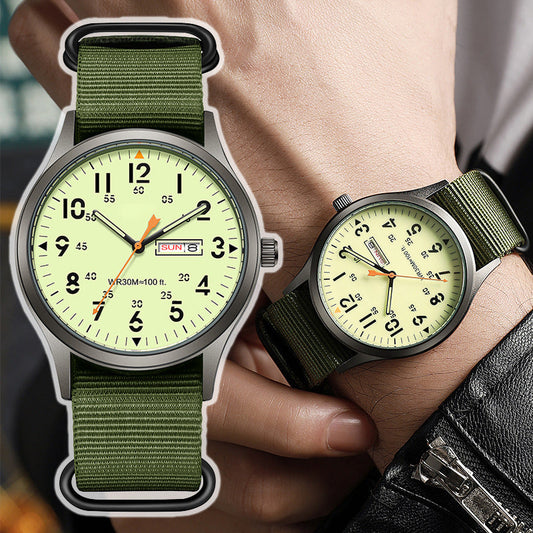 ⌚ LIMITED-TIME 50% OFF! ✨ Men's Quartz Watch with Luminous Display – Dual Glow, 30M Water Resistant, Date Window 🕶️
