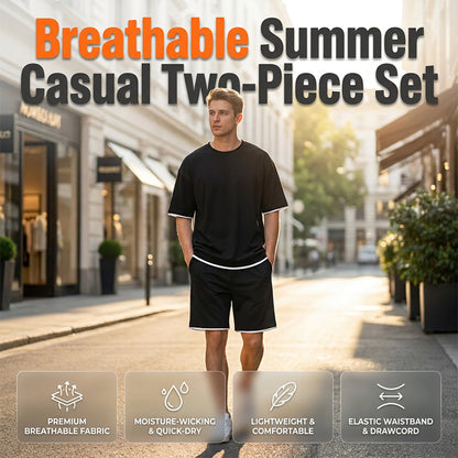 🎉 LIMITED TIME 50% OFF! 👕 Men's Waffle Knit T-Shirt & Shorts Set – Cooling Sensation Fabric & Relaxed Fit Design 💙