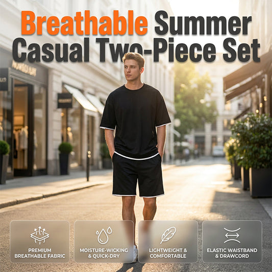 🎉 LIMITED TIME 50% OFF! 👕 Men's Waffle Knit T-Shirt & Shorts Set – Cooling Sensation Fabric & Relaxed Fit Design 💙