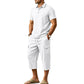 🎁2026 New Arrivals 50% OFF💥Men Summer Linen Set Loose Shirt and Cargo Shorts Two Piece Outfit