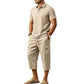 🎁2026 New Arrivals 50% OFF💥Men Summer Linen Set Loose Shirt and Cargo Shorts Two Piece Outfit