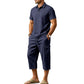 🎁2026 New Arrivals 50% OFF💥Men Summer Linen Set Loose Shirt and Cargo Shorts Two Piece Outfit