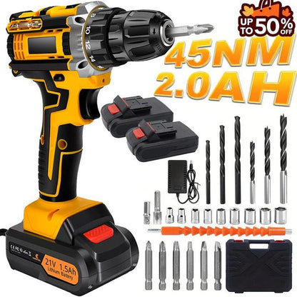 🎉 2026 Sale — Over 38,000 sold! 🔩 21V Cordless Drill/Driver – 45Nm, 2 Batteries & LED 🔋
