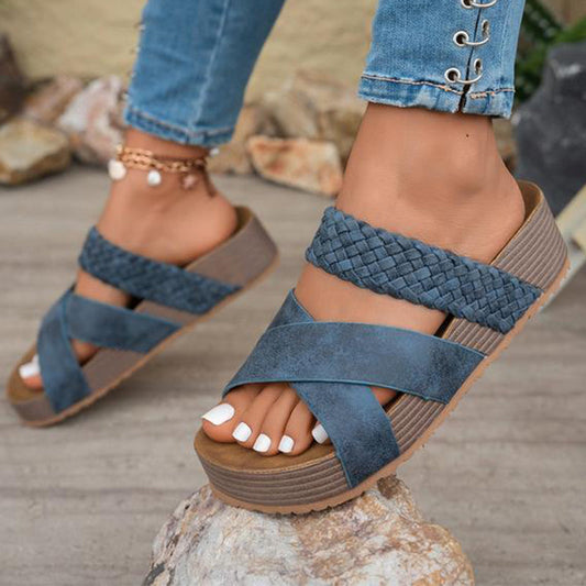 🎉 2026 Sale — Over 34,000 Sold! 👡 Women's Criss-Cross Woven Strap Wedge Sandals – Elevated Comfort & Style ☀️