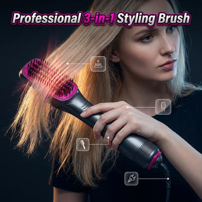 💨 2026 Sale — Over 55,000 Sold!🔥 Professional 3-in-1 Hot Air Brush – Dry, Detangle & Volumize 💇‍♀️