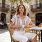 👔 WOMEN‘S STRIPED SHORT SLEEVE BUTTON-DOWN SHIRT — Classic Collared Blouse | Versatile Office-to-Casual Style 🌿