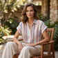 👔 WOMEN‘S STRIPED SHORT SLEEVE BUTTON-DOWN SHIRT — Classic Collared Blouse | Versatile Office-to-Casual Style 🌿