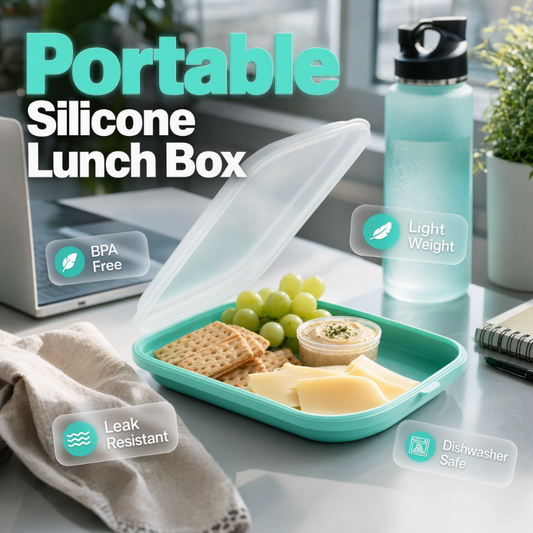 🎉 2026 Sale — Over 26,000 Sold! 💞 Portable Food Grade Silicone Lunch Box – Fresh & Clean 🌸