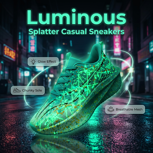 🎉 2026 Sale — Over 21,000 Sold!💞 Glow-in-the-Dark Splatter Print Casual Sneakers – Light Up the Night 👟