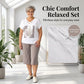 🎉 LIMITED TIME 50% OFF! 🌸 Women's Casual Two-Piece Set – V-Neck Tee & Cropped Trousers – Relaxed Fit & Premium Skin-Friendly Fabric 👚👖✨