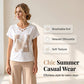 🎉 LIMITED TIME 50% OFF! 🌸 Women's Casual Two-Piece Set – V-Neck Tee & Cropped Trousers – Relaxed Fit & Premium Skin-Friendly Fabric 👚👖✨