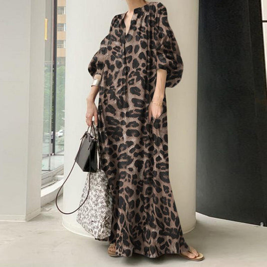 ⏳Limited-time 50% off⏰Leopard Print Oversized Maxi Shirt Dress🐆👗