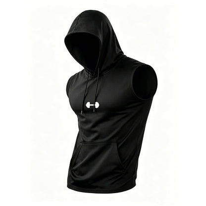 🏋️ Men's Athletic Sleeveless Hoodie Vest —  Breathable Moisture-Wicking | Perfect for Workout & Running