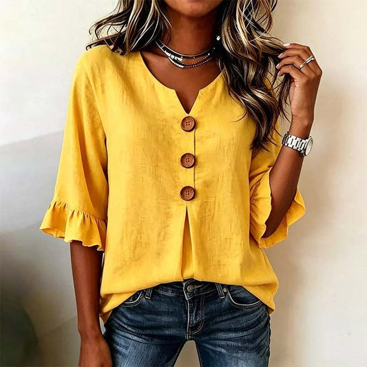 📢📢50% OFF !! ⏰Women's V-Neck Ruffle Sleeve Blouse