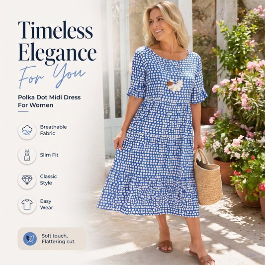 Women's Casual Crew Neck Midi Dress