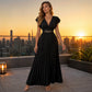 👗 50% OFF NOW! ✨ Women Elegant V-Neck Pleated Long Dress – Flattering pleats, lightweight fabric & elegant flow – Perfect for parties, weddings & summer evenings 🌸
