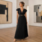 👗 50% OFF NOW! ✨ Women Elegant V-Neck Pleated Long Dress – Flattering pleats, lightweight fabric & elegant flow – Perfect for parties, weddings & summer evenings 🌸
