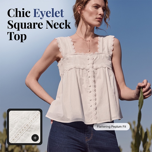 👗 Women's Vintage Square Neck Sleeveless Top