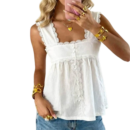 👗 Women's Vintage Square Neck Sleeveless Top