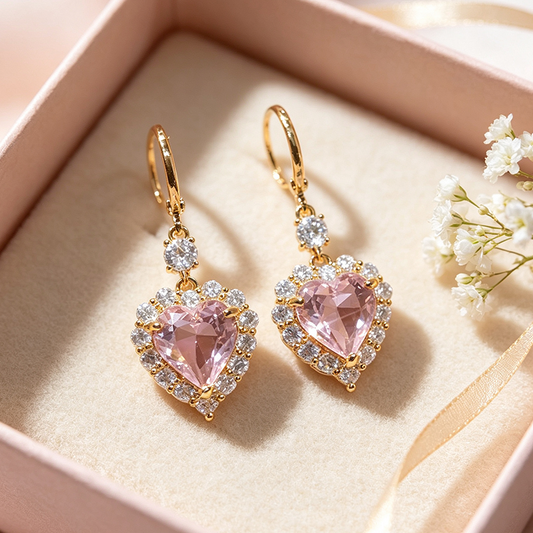 🎁2026 New Arrivals 50% OFF💥Sparkling Heart Drop Earrings – Romantic Pink Glow ✨