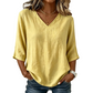👚 Women's Casual V-Neck 3/4 Sleeve Blouse — Lightweight Flowy Top | Relaxed Fit