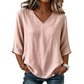 👚 Women's Casual V-Neck 3/4 Sleeve Blouse — Lightweight Flowy Top | Relaxed Fit