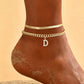 🌸 50% OFF NOW! 🌸Dainty Layered Gold Initial Anklets for Women