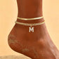 🌸 50% OFF NOW! 🌸Dainty Layered Gold Initial Anklets for Women