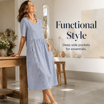 👗Women’s Casual Striped Relaxed Fit Dress
