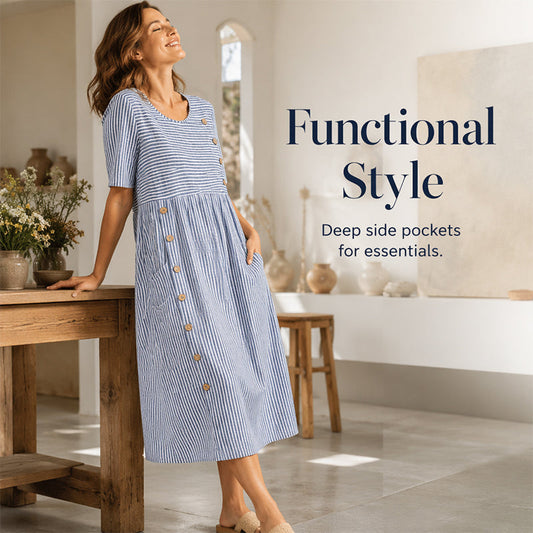 👗Women’s Casual Striped Relaxed Fit Dress