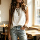 🌸 50% OFF NOW! 🌸Women's Round Neck Sleeveless Lace Top