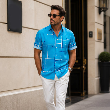 👔 📐Men’s Geometric Print Relaxed‑Fit Button‑Down Shirt – 2026 Sale — Over 36,200 Sold!