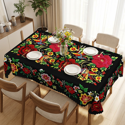 🎉 2026 Sale — Over 38,300 Sold!🔥 Mexican Floral Tablecloth with Scalloped Edge
