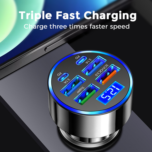 ✨ Buy 1 Get 1 FREE🎁6-In-1 Car Fast Phone Charger with Voltage Display