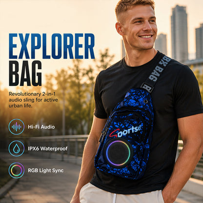 📢📢 50% OFF !! ⏰ Portable Bluetooth Speaker Bag with LED Lights – Wireless Music, Colourful Light Show & Hands-Free Carry – Perfect for Parties, Beach Days & Festivals 🎒🎵✨
