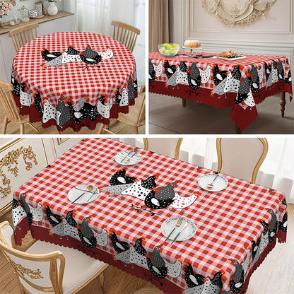 🎉 2026 Sale — Over 24,600 Sold!🐓 Red Plaid Rooster Tablecloth