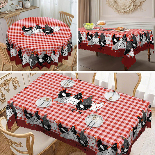 🎉 2026 Sale — Over 24,600 Sold!🐓 Red Plaid Rooster Tablecloth
