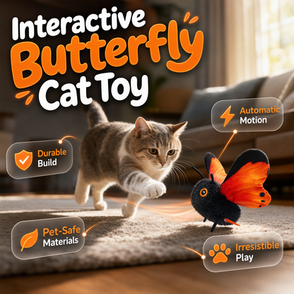 🎉 2026 Sale — Over 27 400 Sold!🔥 Smart Sensing Flapping Butterfly Interactive Cat Toy