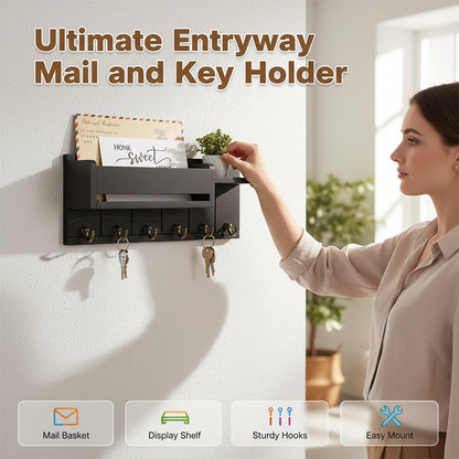🎉 2026 Sale — Over 25 700 Sold!🔥 Wall‑Mounted Mail and Key Holder with Shelf