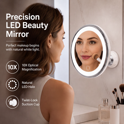 🎉 2026 Sale — Over 32,900 Sold!✨ 10x Magnifying Makeup Mirror with LED Light and Suction Cup
