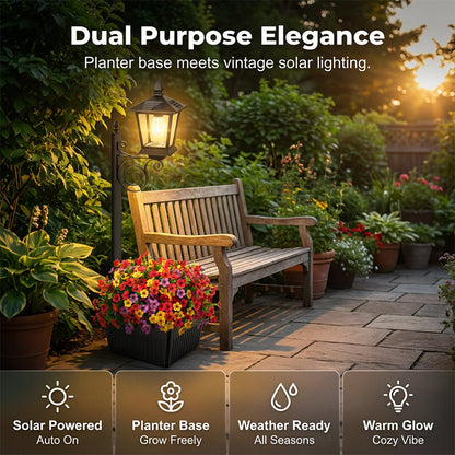 🌿 Outdoor Solar Garden Light with Planter Base